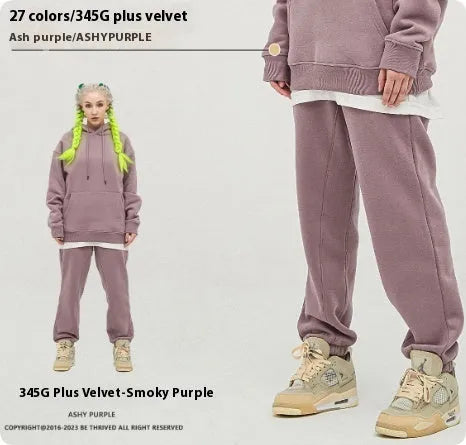 Men's solid colour cotton velvet sweatpants with ankle bands in multiple colour options