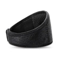 Black self-heating magnetic neck guard with an adjustable shoulder strap for neck support.