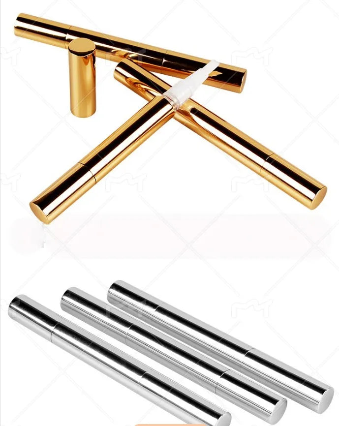 Toothbrush teeth whitening pen in gold aluminium case with whitening gel
