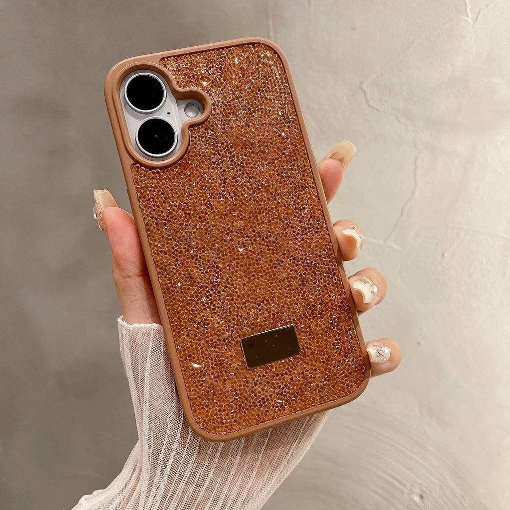 Luxury rhinestone graphene mobile phone shell in black with full diamond covering compatible with iPhone models