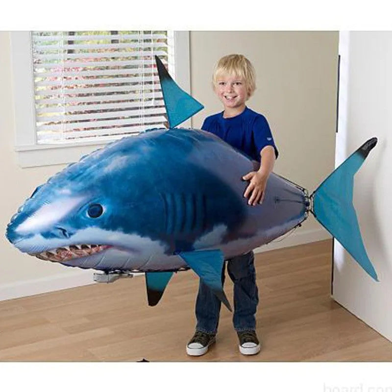 Remote control shark toy balloon with infrared controller measuring 57 inches long