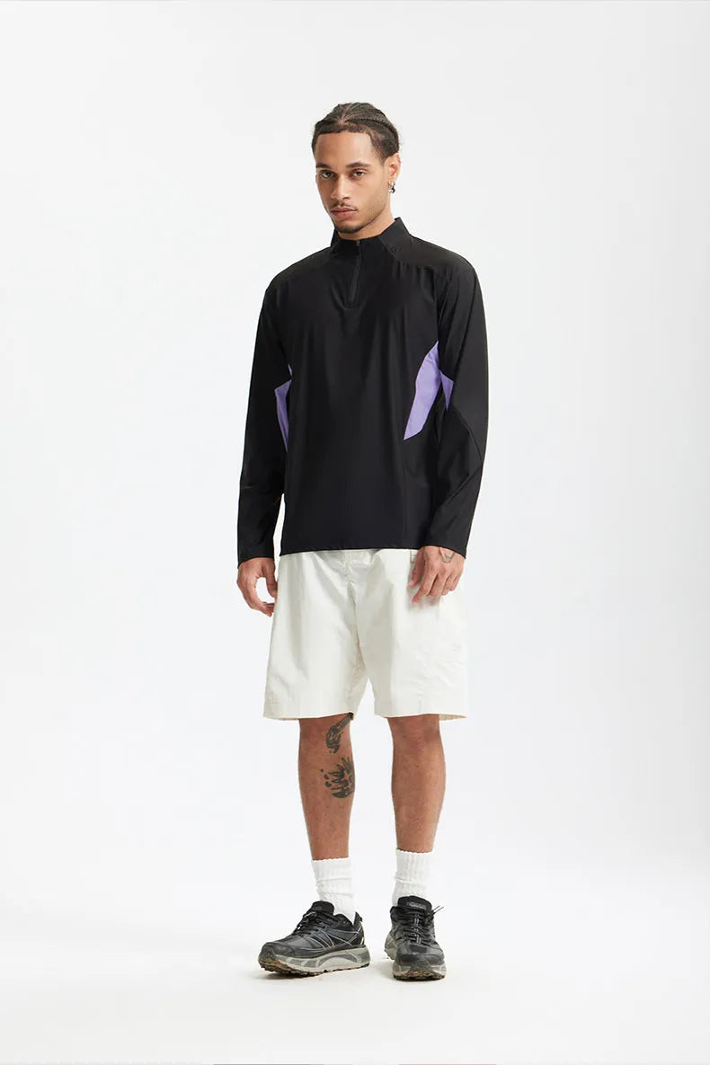 Men's solid colour casual shirt with stitching detail, available in long sleeve and short sleeve styles.