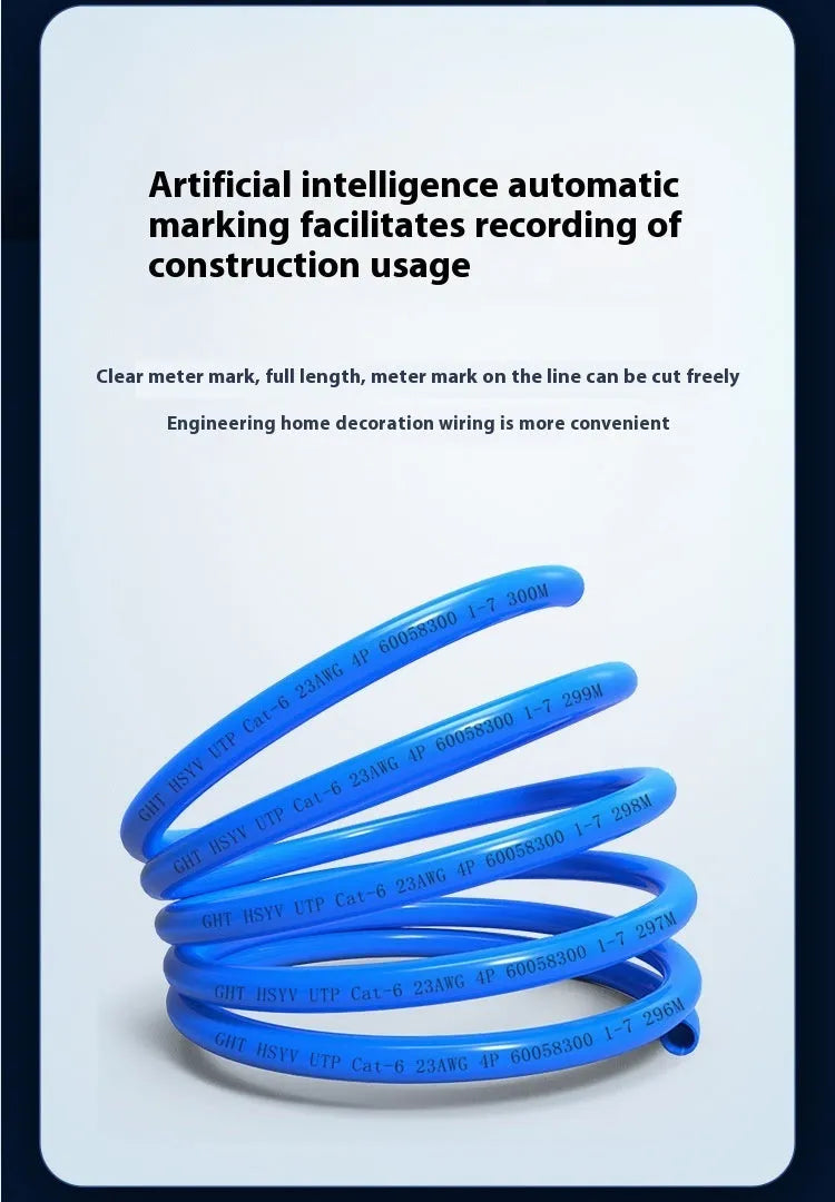 305 metre blue Category 6 gigabit Ethernet cable with oxygen-free copper core