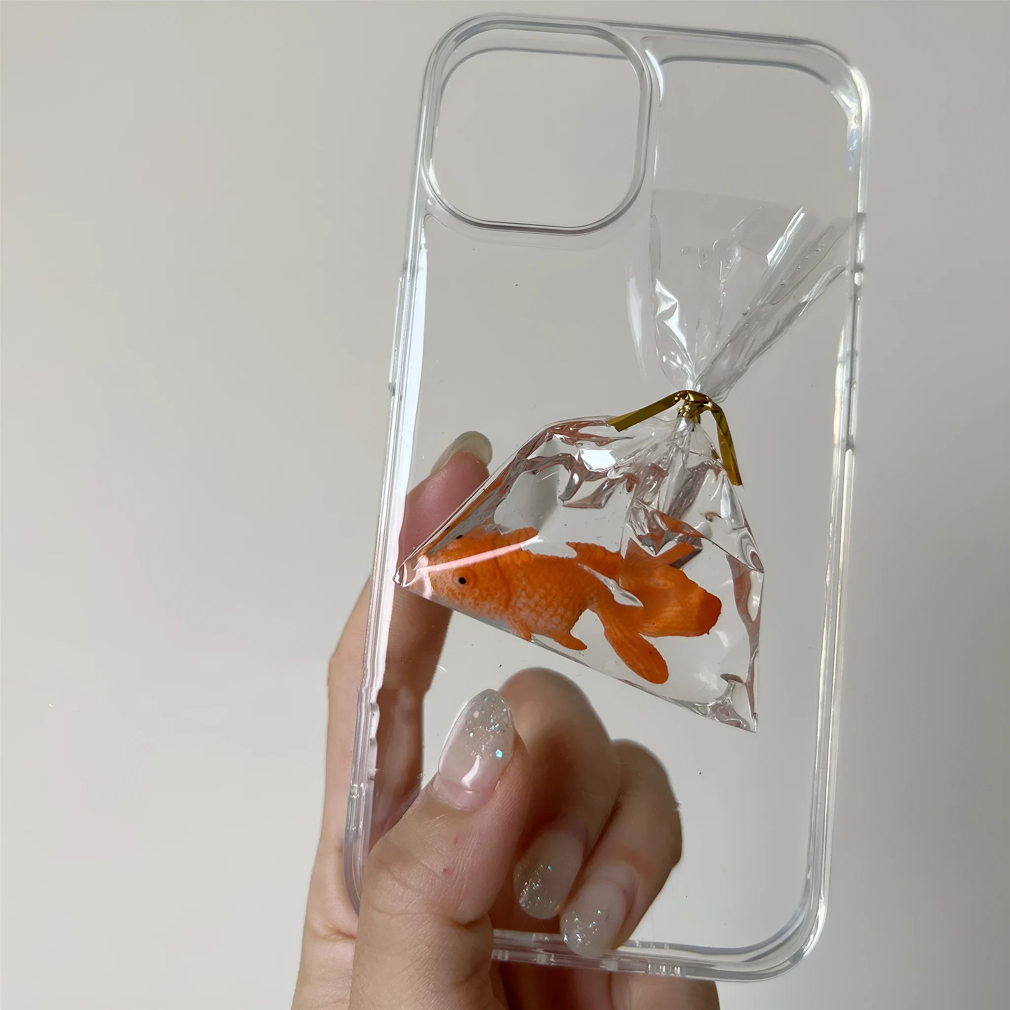 Three-dimensional fish water bag transparent cartoon phone case for iPhone 15 pro clear TPU