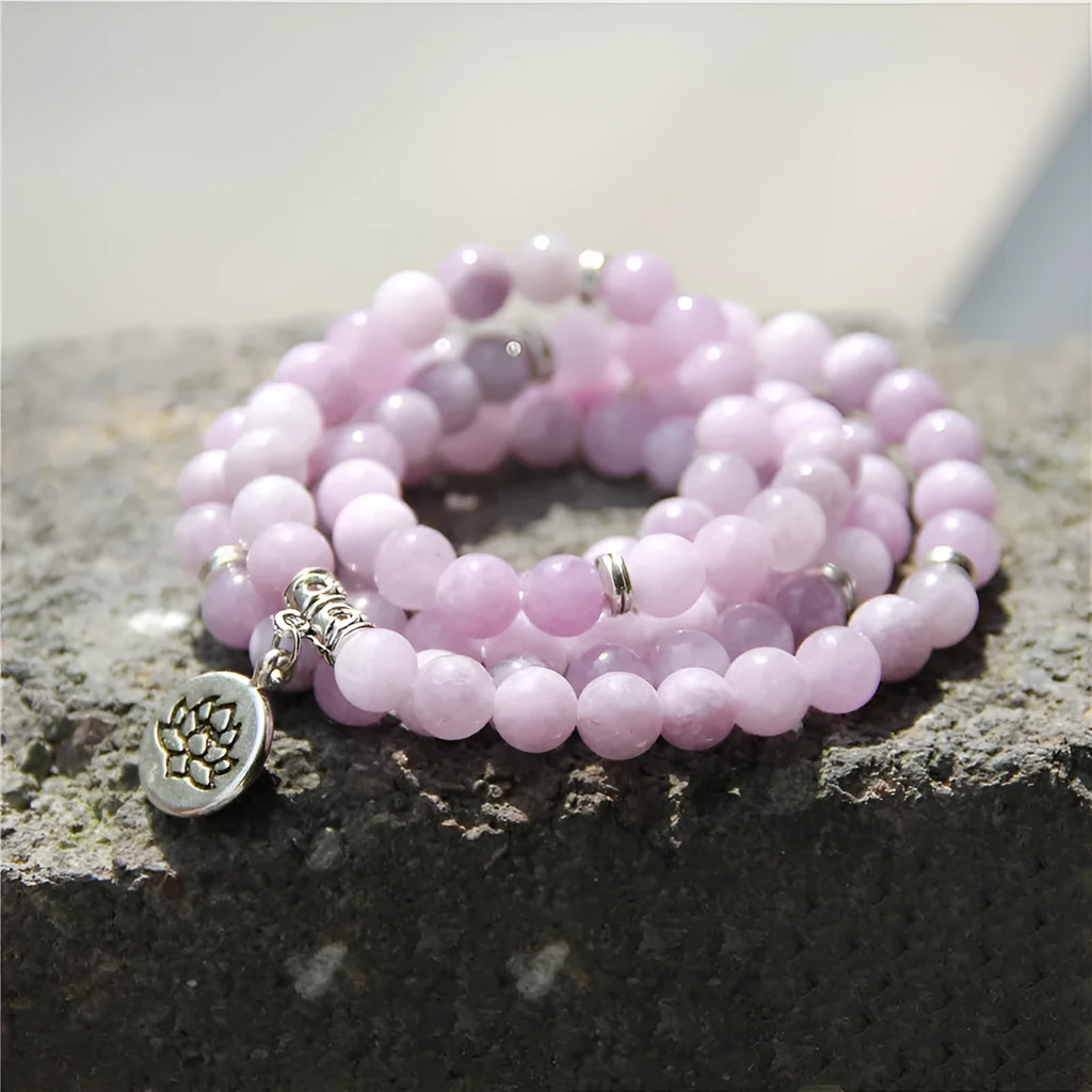 Vintage natural stone bracelet for women featuring a lotus design on a geometric setting.