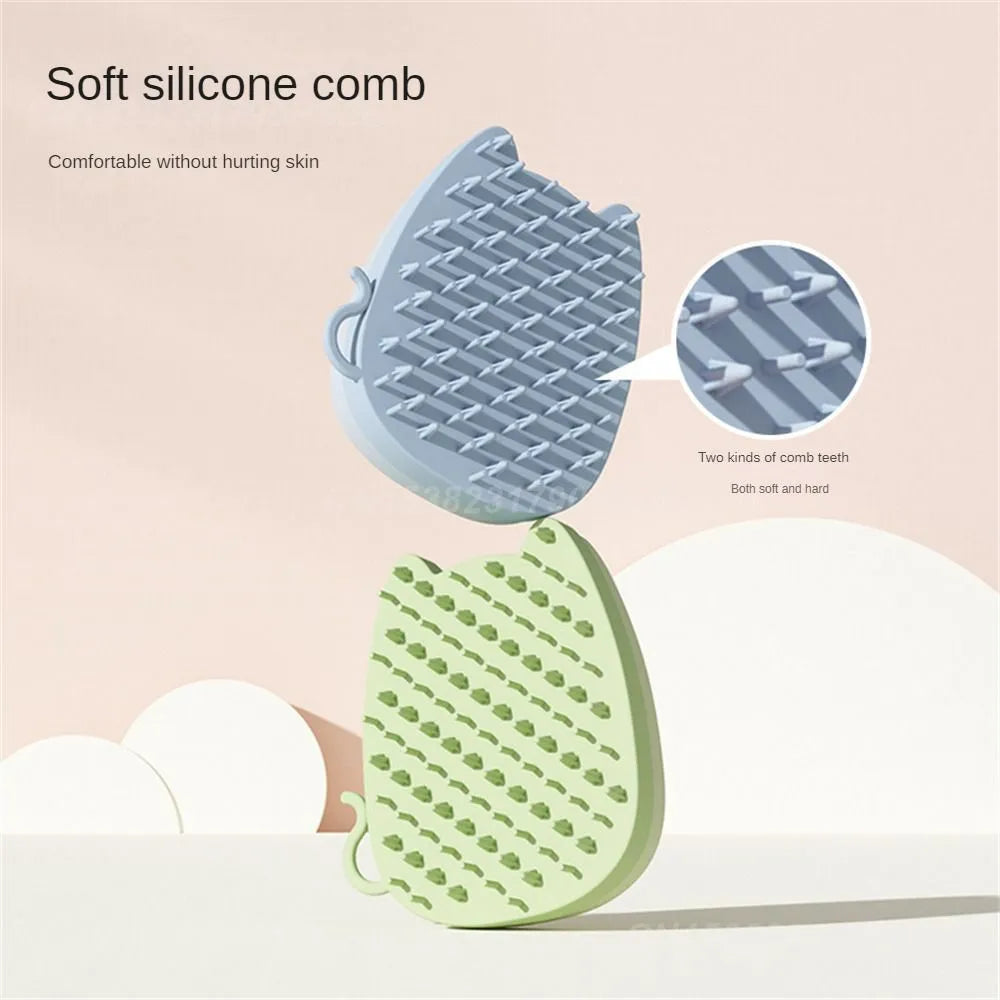 Brown sponge silicone pet comb and grooming brush for cat and dog hair removal.