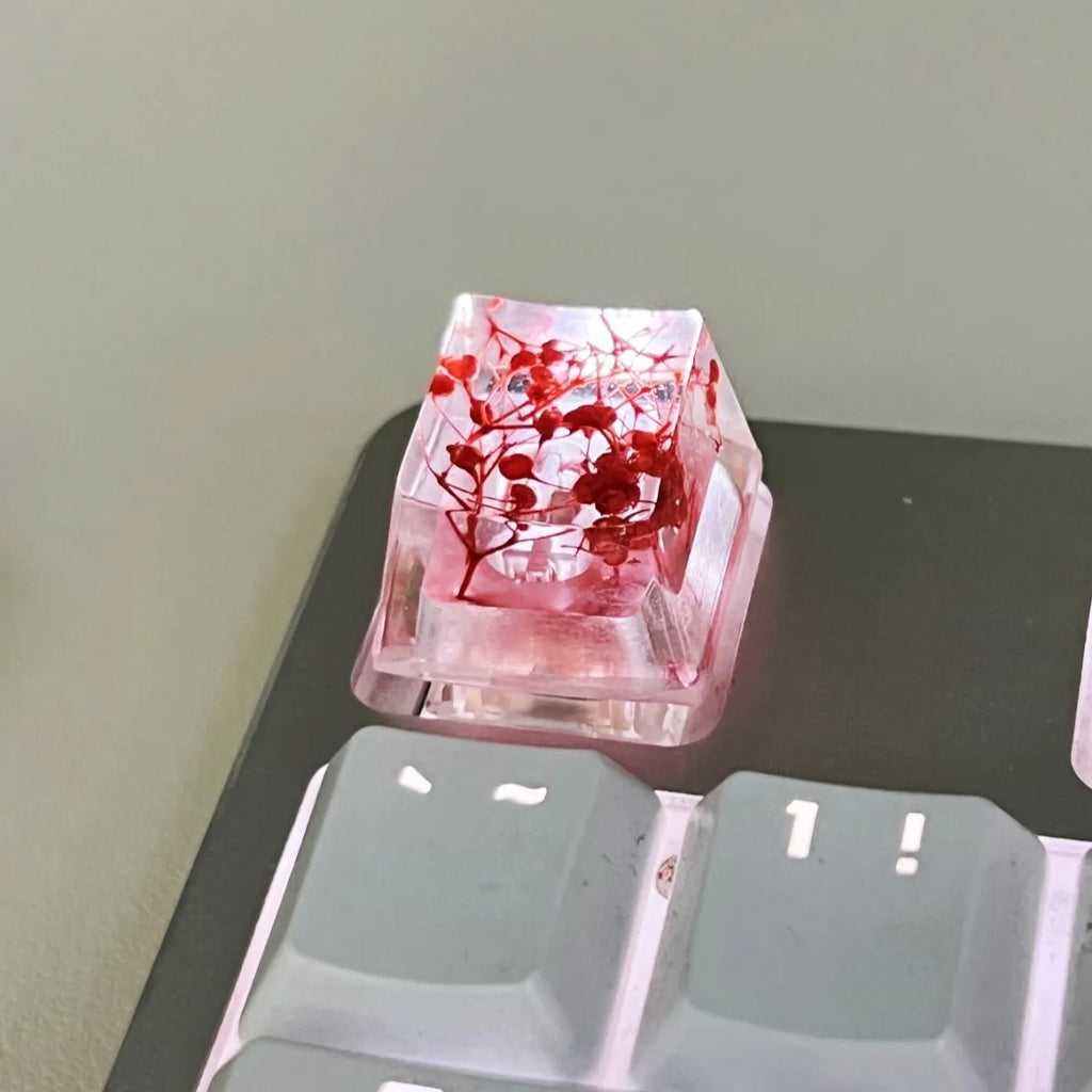 Translucent resin keycap with starry sky effect for MX mechanical keyboard switches