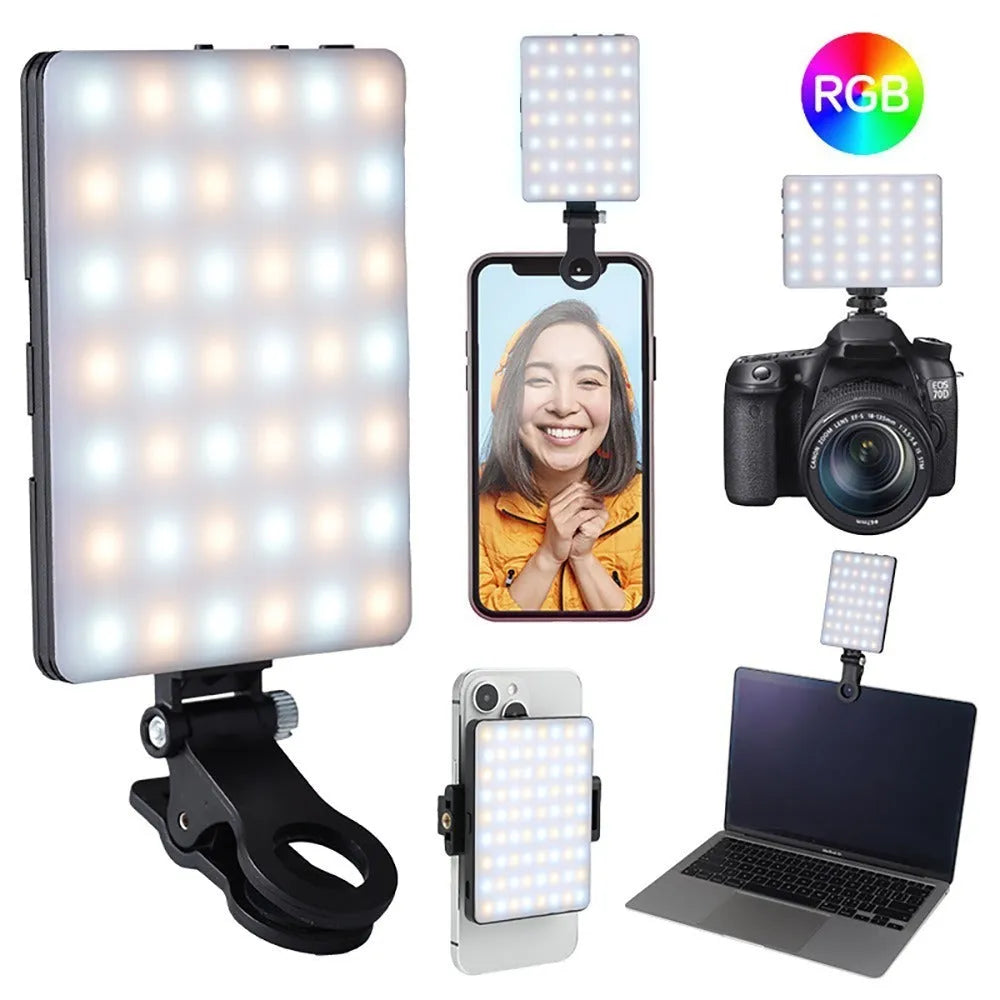 LED pocket fill light clip for mobile phone photography measuring 10.4 x 7.5 x 12.5cm