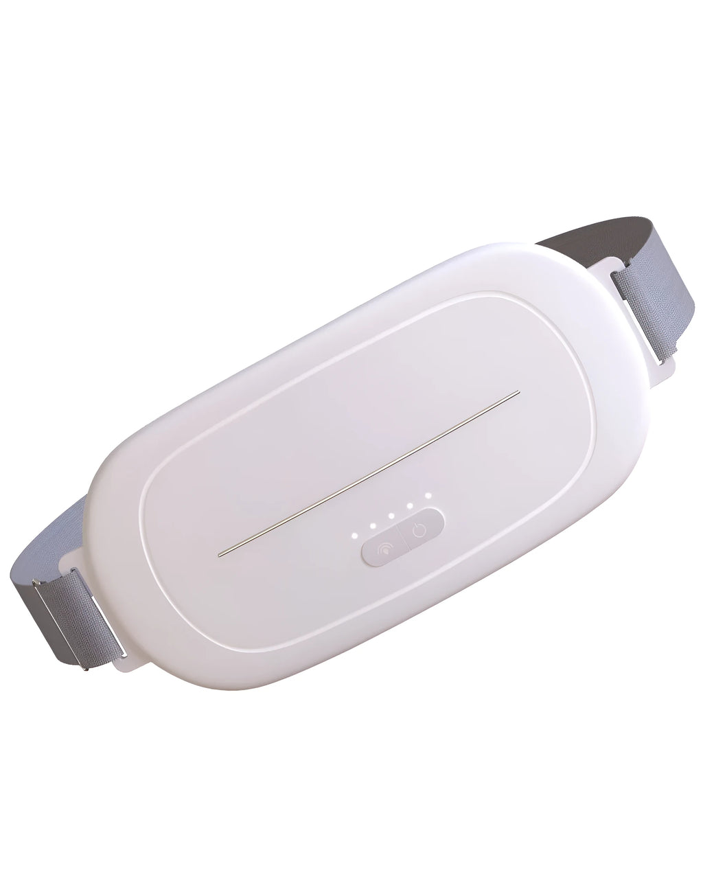 White electric uterine warming device with a soft flannel pad and power cable on a bed.