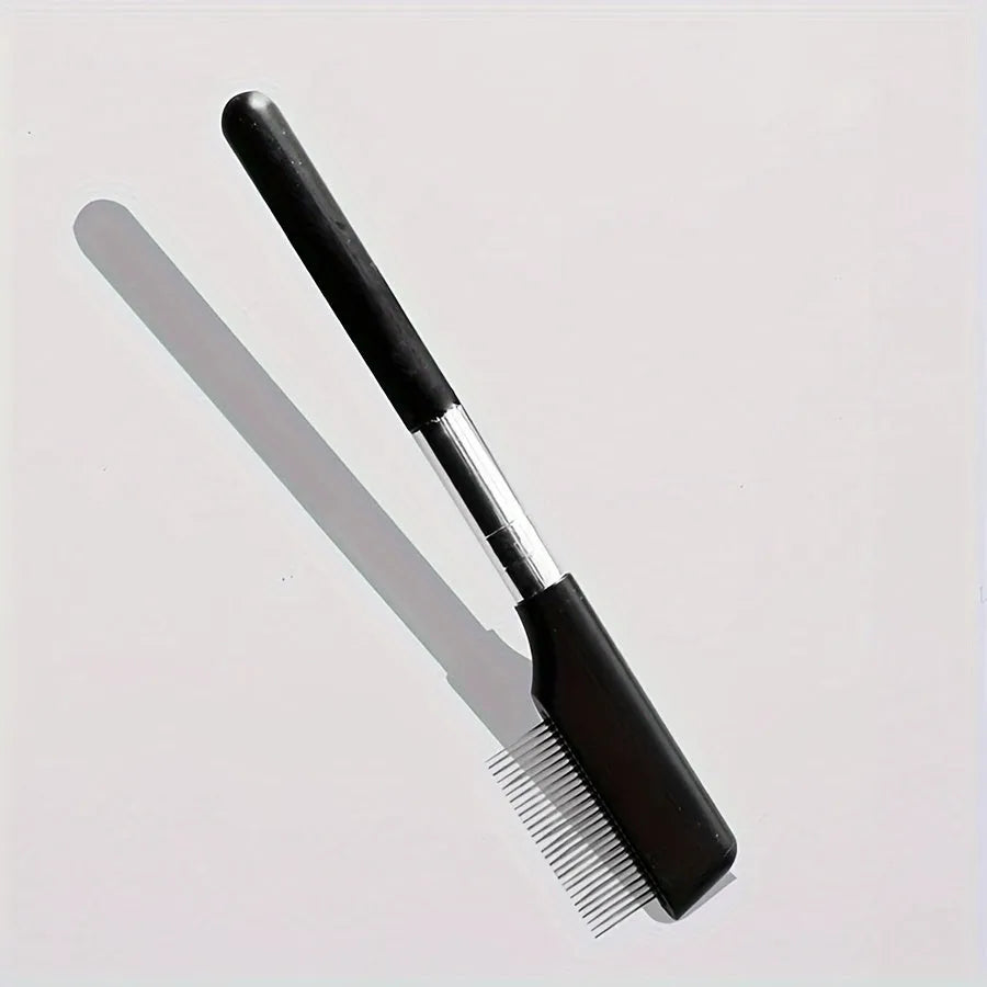 Black ambidextrous pet grooming brush with soft bristles for tear stain removal on dogs and cats