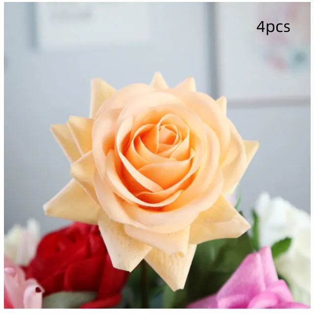 Silk touch artificial rose flower with 42cm length and 8.5cm flower head in multiple colour options