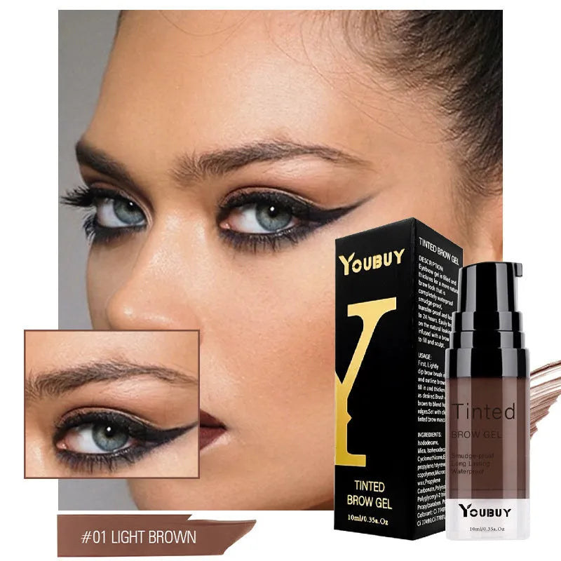 Waterproof brow cream tube in brown and black shades for natural eyebrow definition