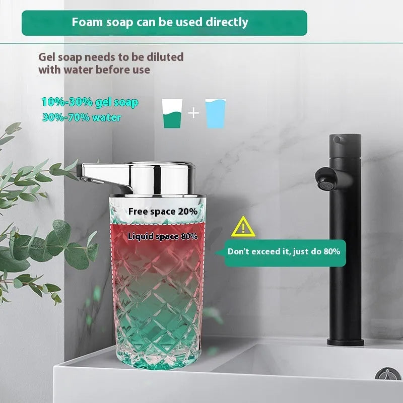 Automatic sensing soap dispenser with silver-plated PET shell and USB Type-C charging port