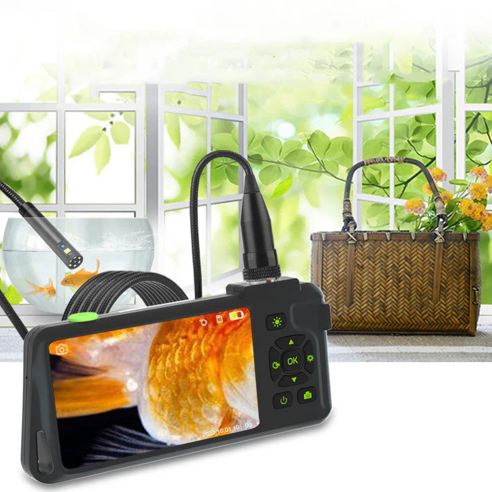 Portable industrial endoscope with 4.5-inch screen and 5.5mm dual lens camera on 1M cable