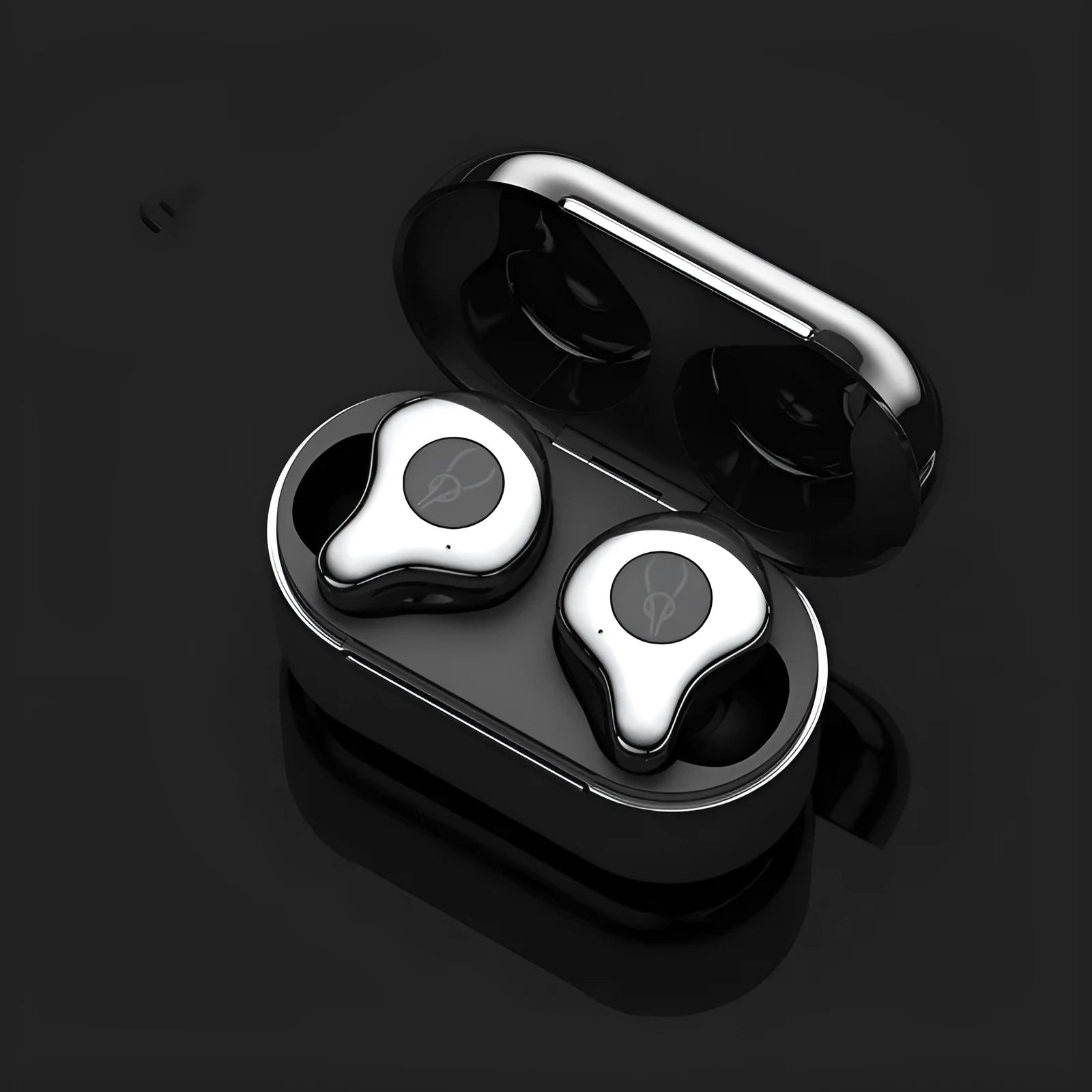 Wireless TWS Bluetooth headset in charging case with colour options including Coffee, Grey, and Purple