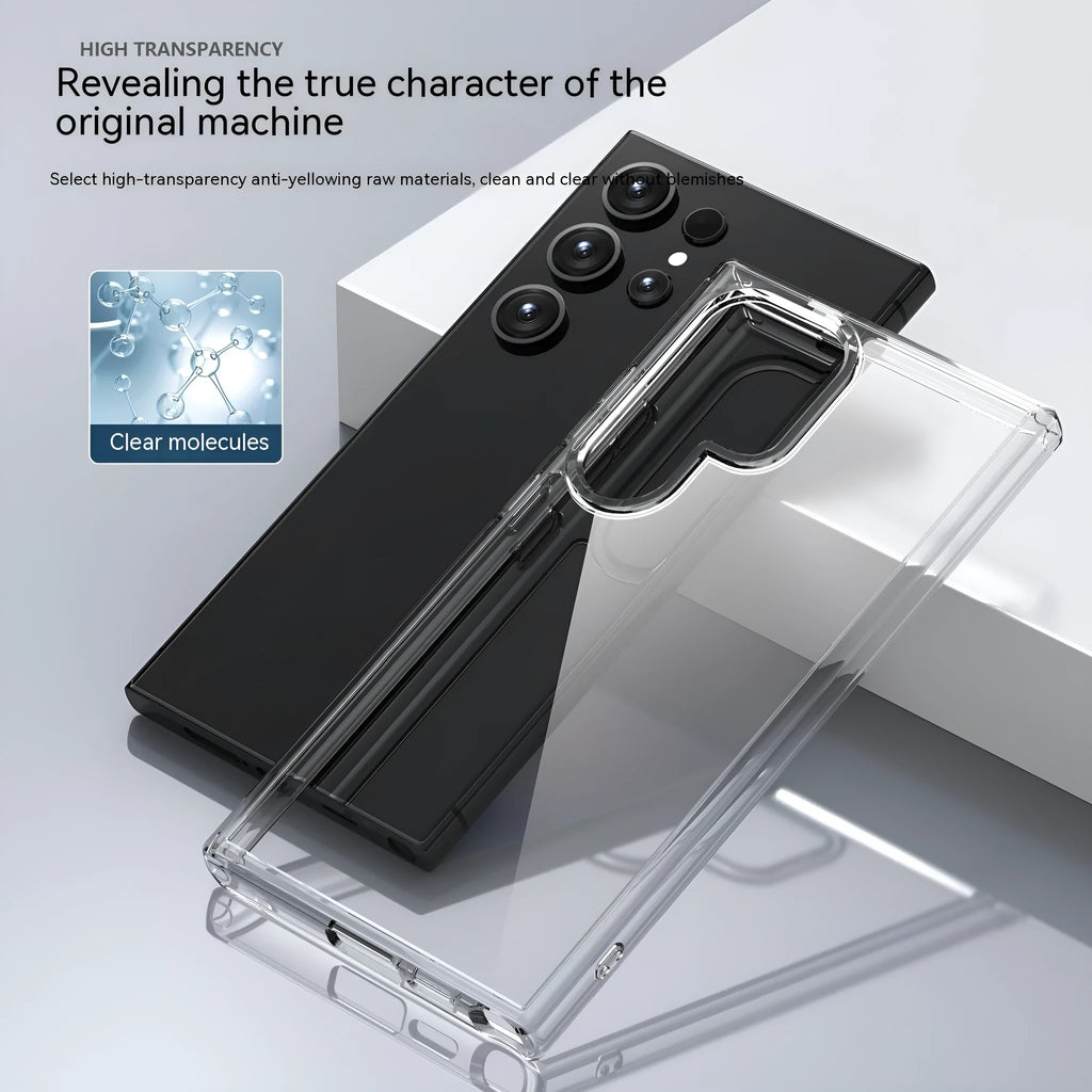 Transparent Samsung phone case back cover made of TPU and PC, drop-resistant protective shell