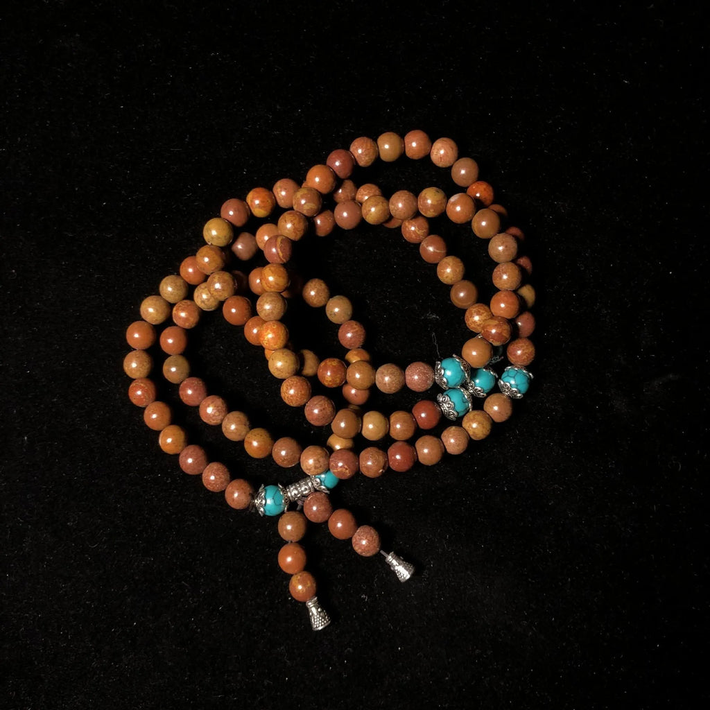 Handmade geometric stone bead bracelet with 108 polished 5-6mm beads