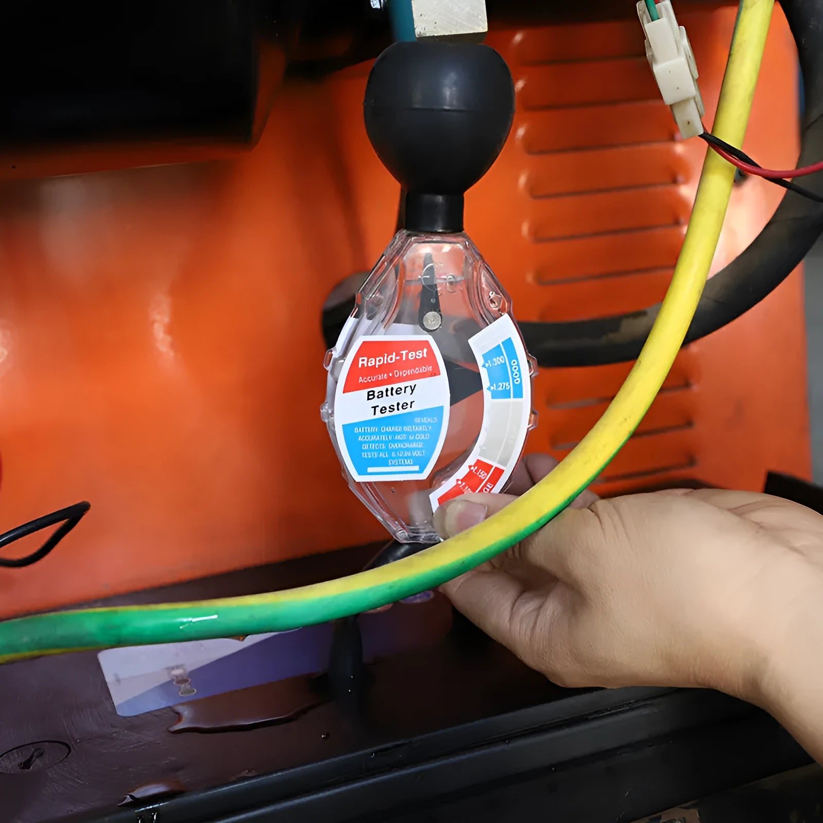 Suction electrolyte hydrometer densitometer for lead acid battery testing with measurement scale