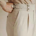 Straight leg slim fit suit trousers in black, white or apricot for business formal wear