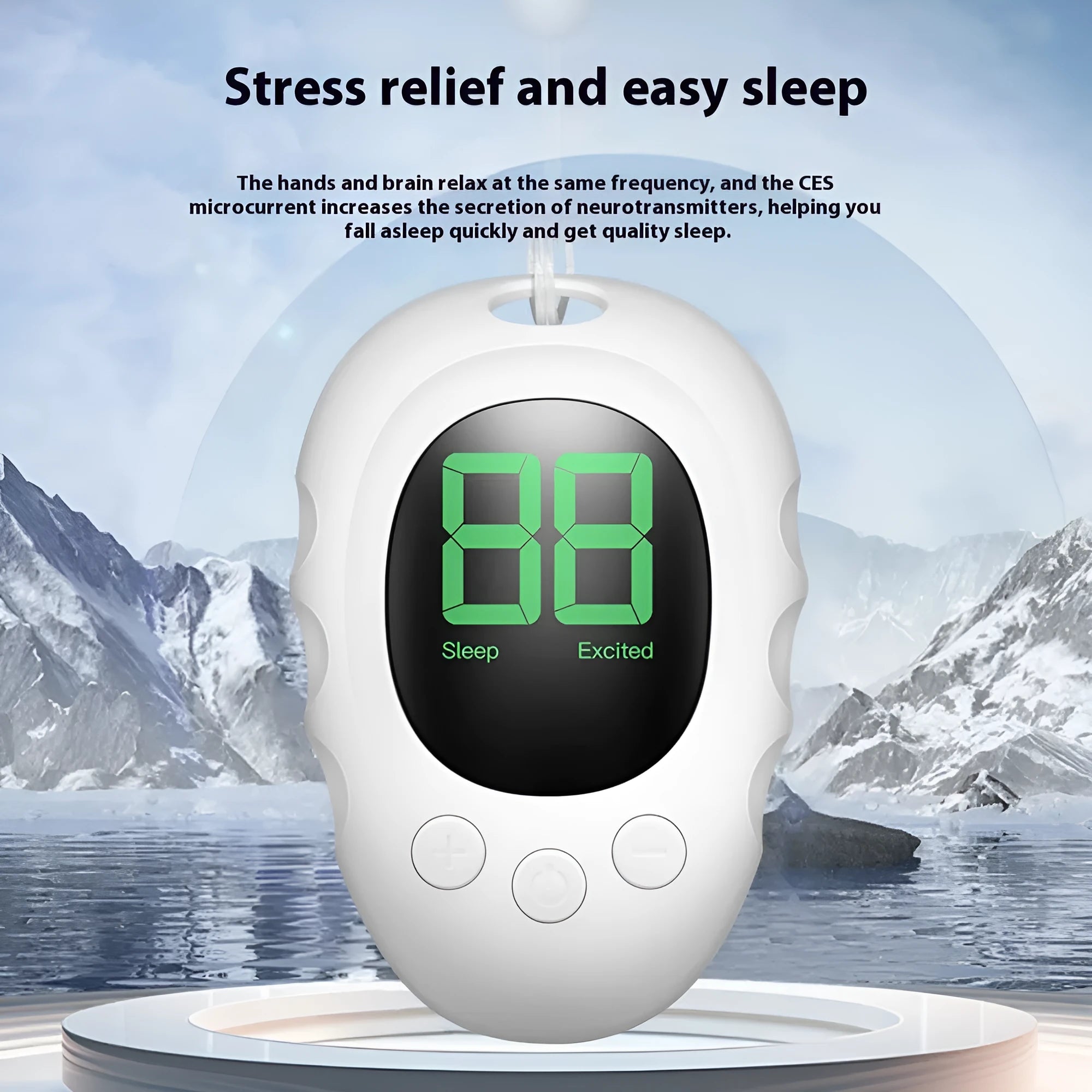Silicone sleep aid hand grip monitor in white, black or green colours with charging cable