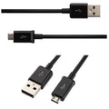 Black universal Android data cable with Micro USB connector showing 1 metre length