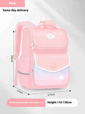 Girls waterproof schoolbag in pink, purple and green colours with large and small size options