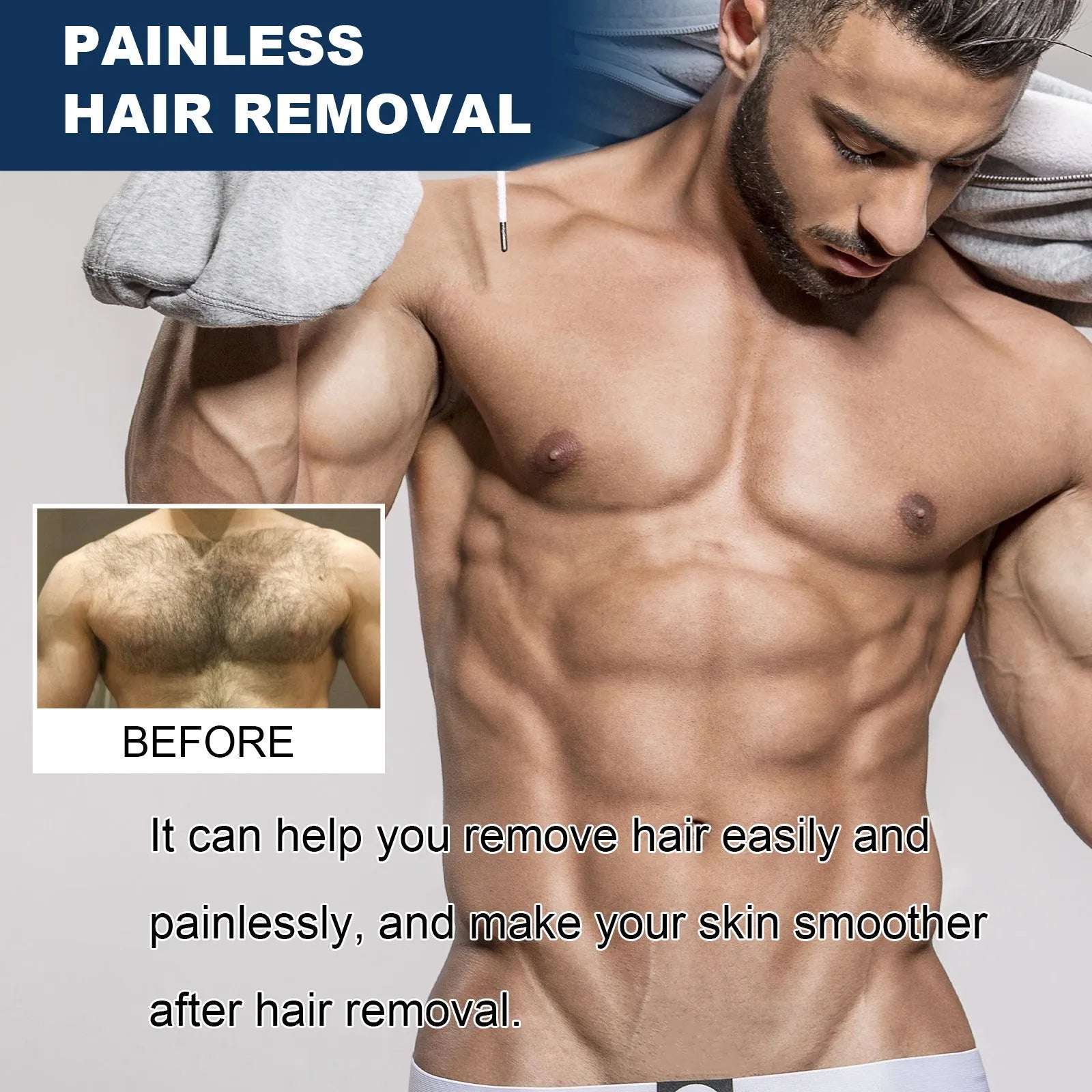 Men's hair removal cream tube for beard armpit hand and leg depilation 100ml mild formula