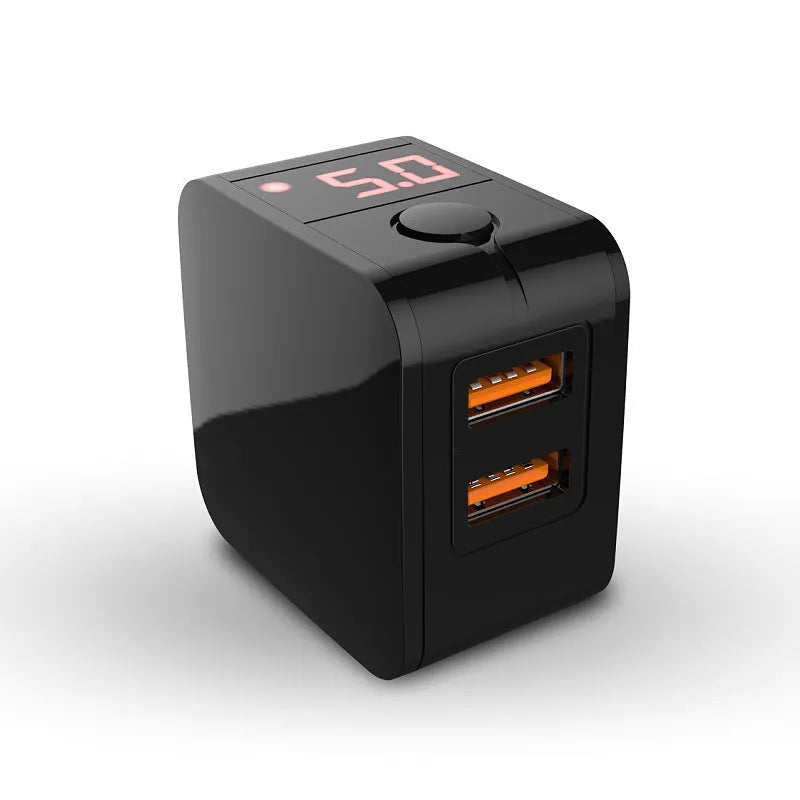 5V 2.4A dual USB travel charger with digital display showing voltage