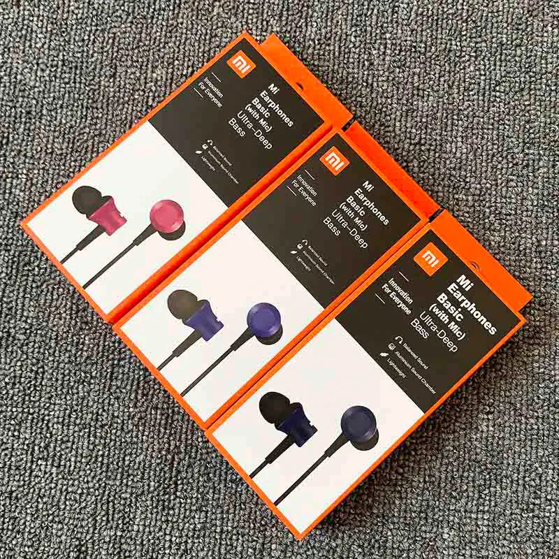 Wired piston in-ear headphones with 3.5mm connector in black blue red colour options