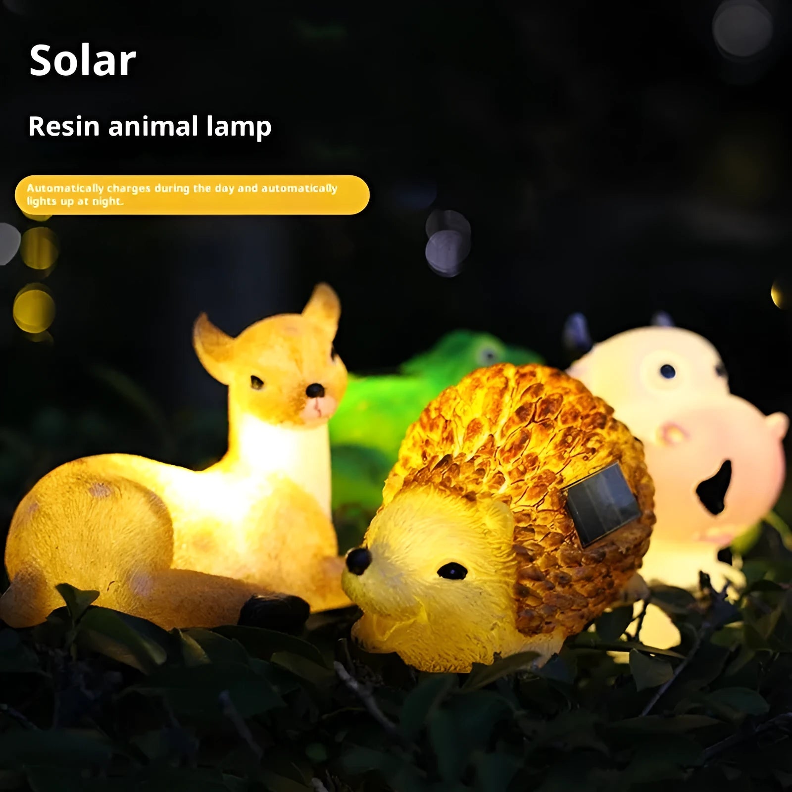 Resin solar lamp in animal shape for outdoor courtyard garden decorative lighting