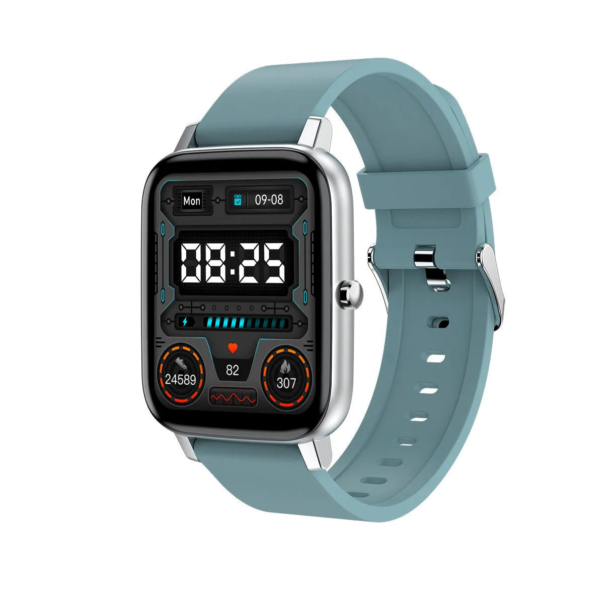 H80 sports smartwatch with colour screen and silicone strap showing health monitoring functions