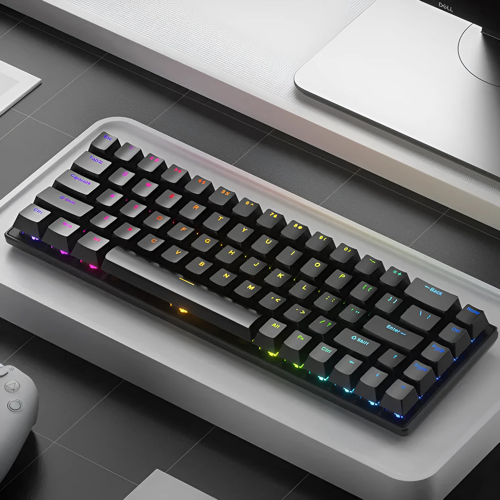 RGB light-emitting portable keypad with black and yellow colour scheme on white background