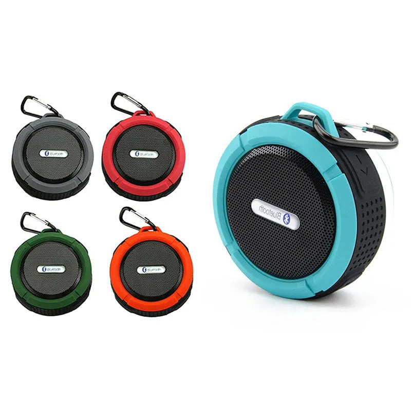 Waterproof Bluetooth speaker in Army Green colour, side view showing grille and controls, 98mm width portable design