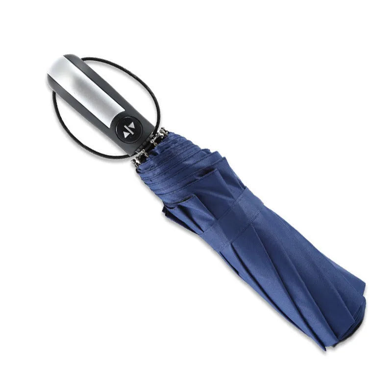 10-rib triple folding automatic business umbrella in black, navy blue or wine red