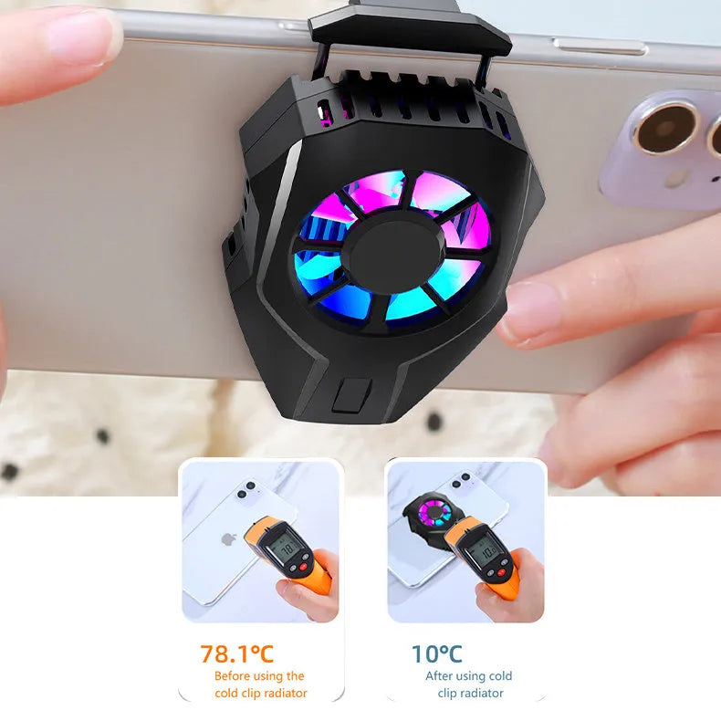 Mini mobile phone cooler in black with USB interface for smartphones