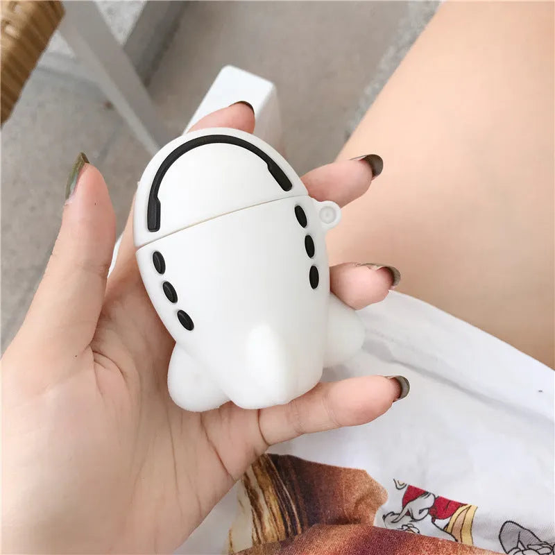 Cartoon aircraft headset design silicone case for Apple AirPods 1st and 2nd generation with hook attachment