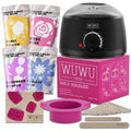 27-piece hair removal wax kit with wax warmer machine, 4 colour wax beads, and application sticks