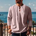 Solid colour cotton linen beach ruff shirt loose pullover style