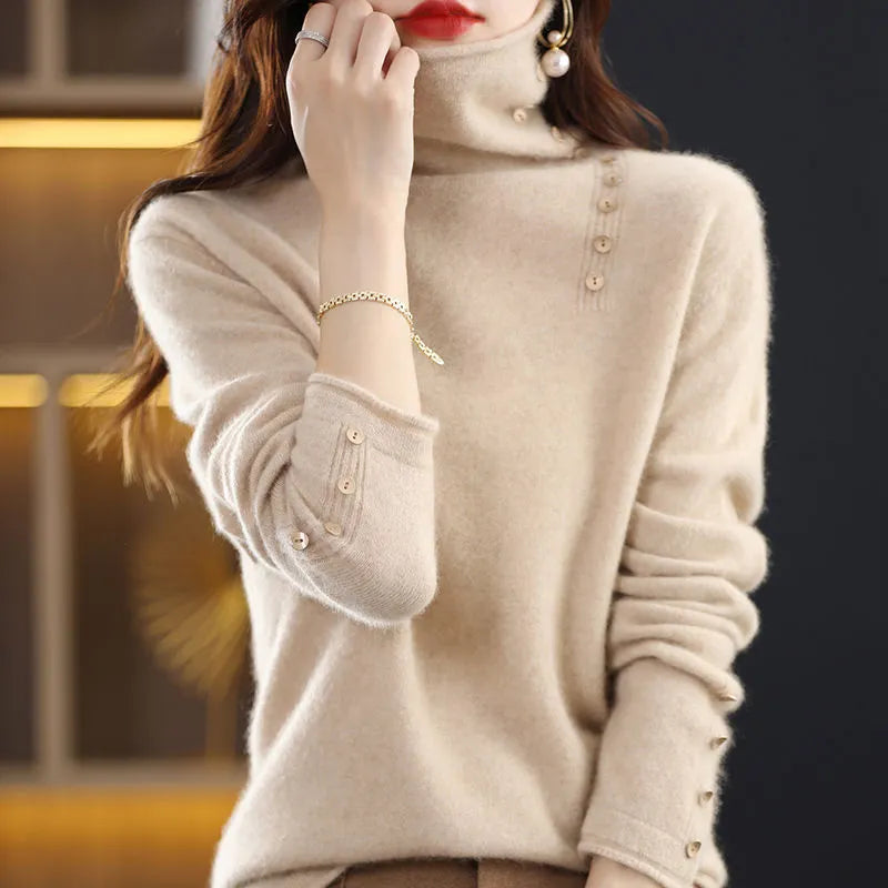 Women's slim fit knitted bottoming shirt in core-spun yarn with short 40cm length and regular sleeves