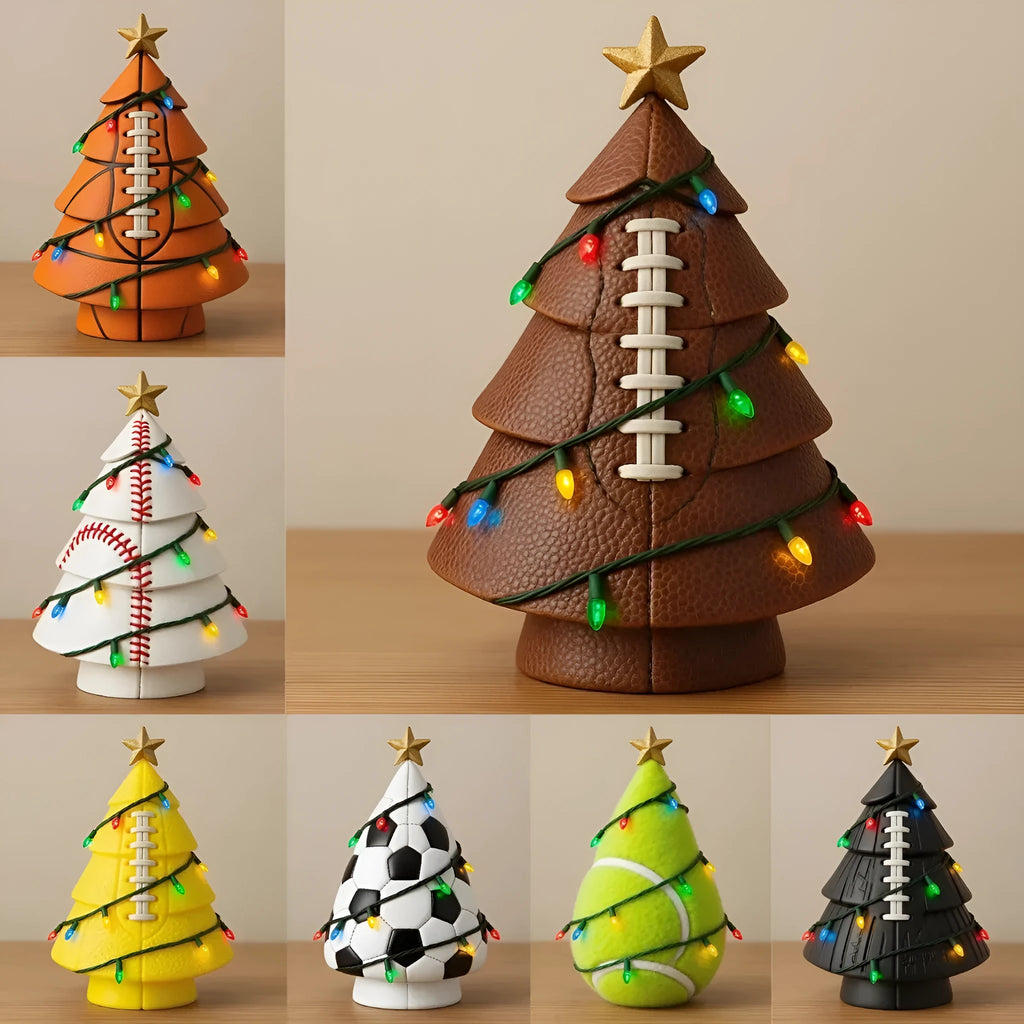Resin Christmas football tree ornament 15cm in rugby style decoration
