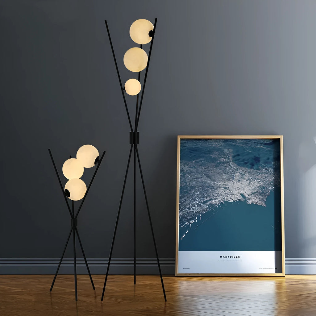 Minimalist Scandinavian LED table lamp with iron frame and acrylic shade, three colour light options
