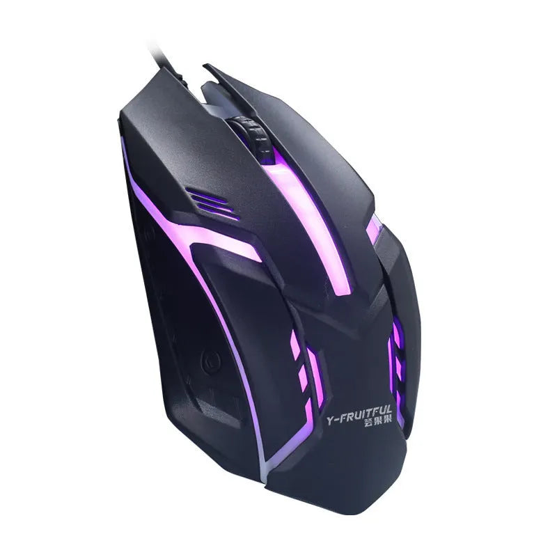 Wired USB computer mouse with glow lighting in black or white colour options
