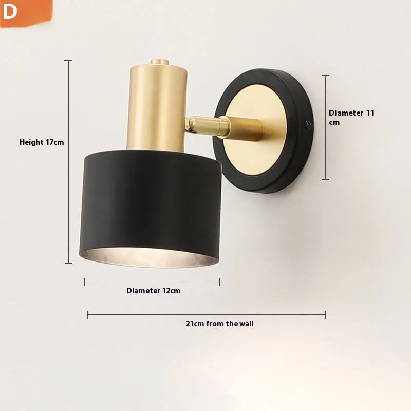 Nordic style iron wall lamp with four design variations for bedside or living room lighting