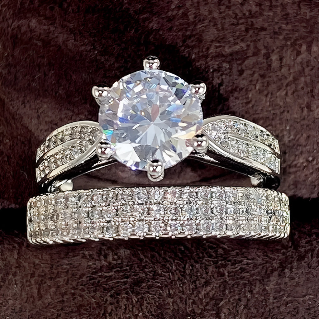 White gold combined wedding ring bracelet with geometric shape and round elements