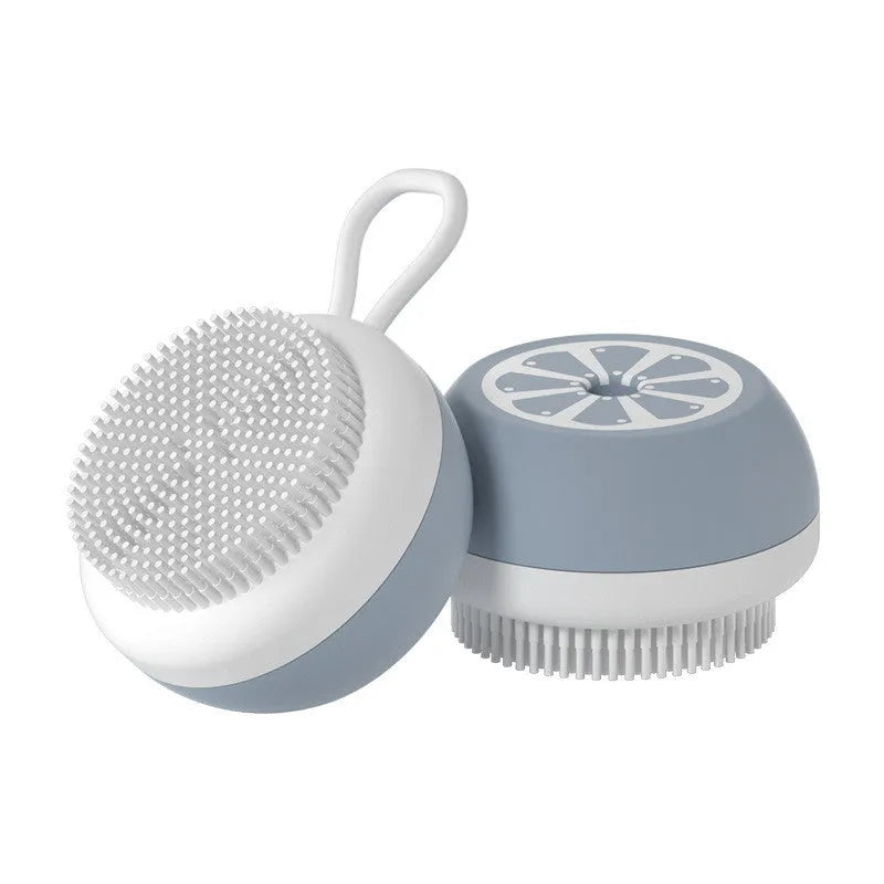 Yellow silicone pet bath brush with massage bristles for dogs and cats grooming