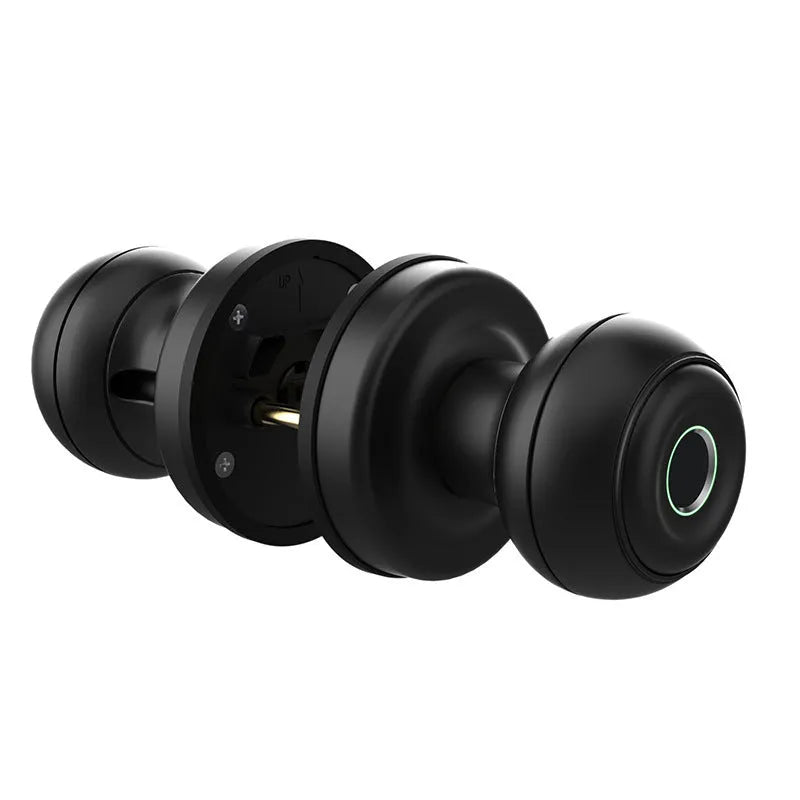 Smart fingerprint lock for security door in black modern simplicity style with keyhole and sensor