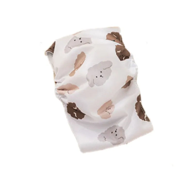 Cartoon bone paw print reusable dog nappy belly band with elastic waistband and fastener tape