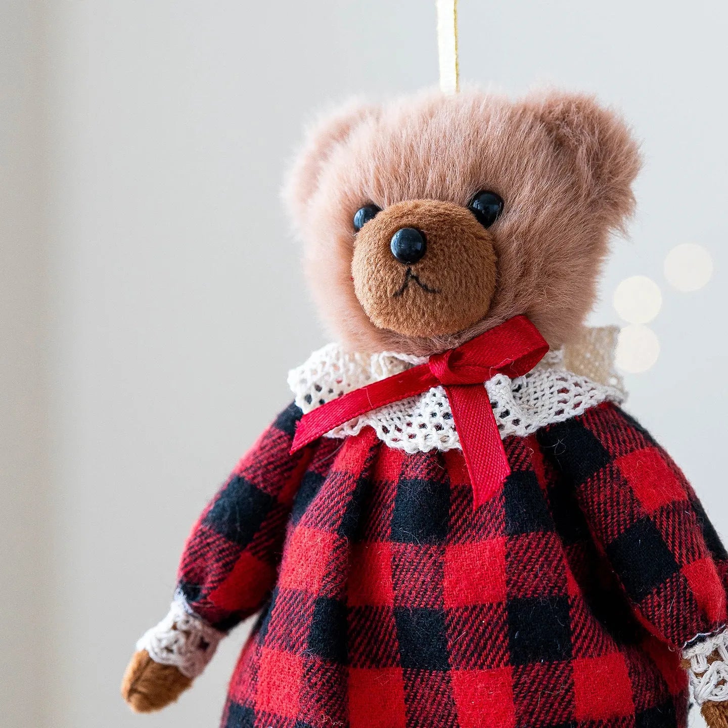 Cartoon plush bear doll with cotton suit and plaid print in gentleman and princess designs