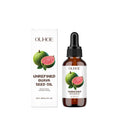 30ml amber glass bottle of guava seed facial oil with glycerin and antioxidant vitamins