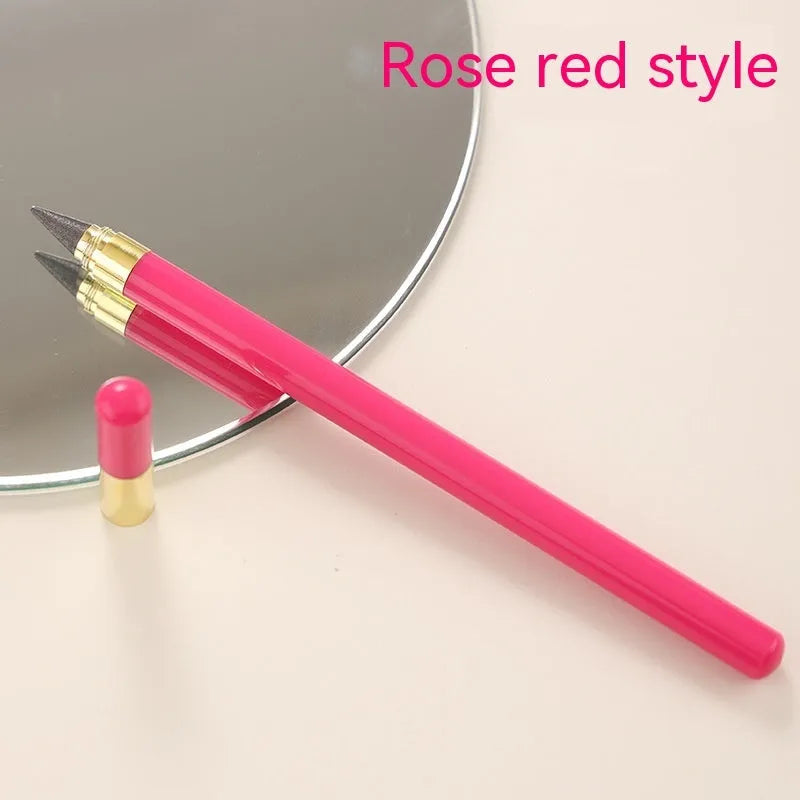 Transparent acrylic eternal pencil with alloy pen head showing internal mechanism